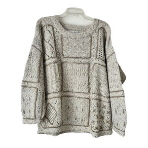 Hand Knit For The Limited Chunky Wool Blend Sweater, One Size, Beige/Tan